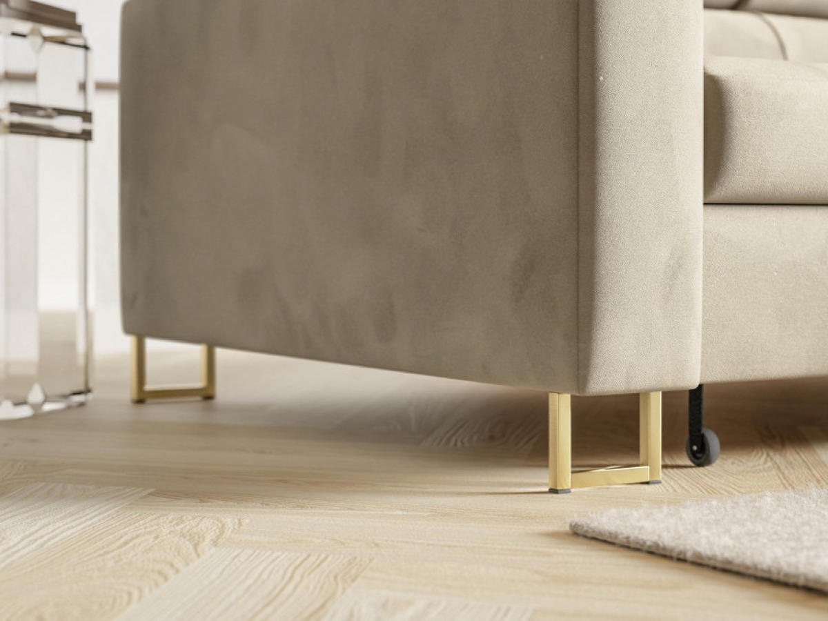 ECKSOFA Gold MERY Mit Verstellbaren Kopfstützen Rechts Ausziehbar - Ecru/Goldfarben, Textil (200/250cm) - Sepro Meble