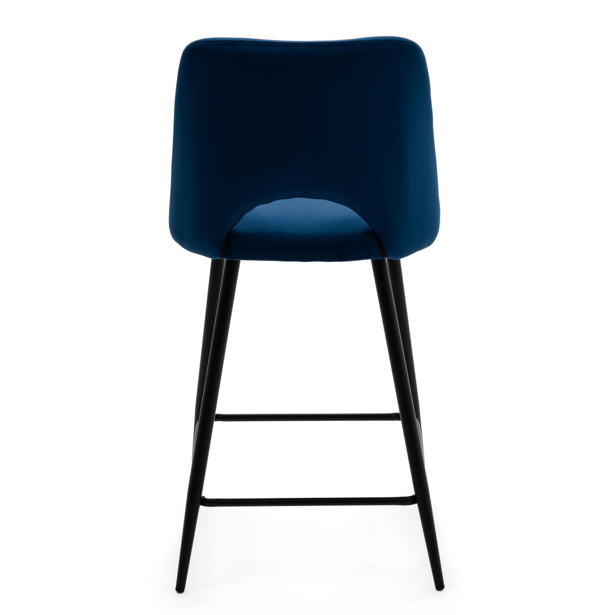 BARHOCKER ORO gepolsterter mit Steppung - dunkelblau - Samt Velour - Blau/Schwarz, Textil/Metall (48/94/55cm) - NEW HOME