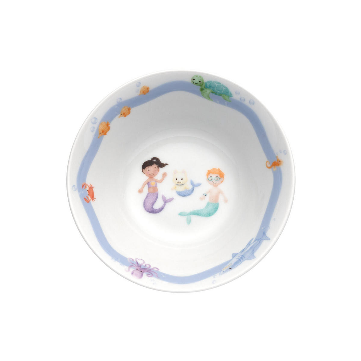 KINDERGESCHIRR SET MIT BESTECK BAMBINI AVVENTURA Meer - Hellblau, Keramik/Kunststoff (1/1/1cm) - Leonardo Living