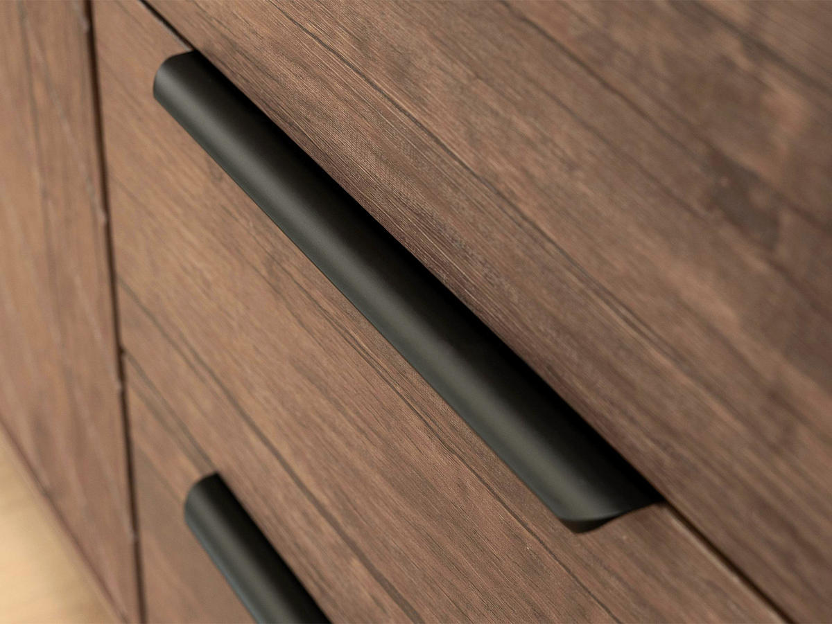 KOMMODE Xylix Bis 1D3SZ - Nussbaumfarben/Schwarz, Holzwerkstoff/Metall (154/80/40cm) - MIRJAN24