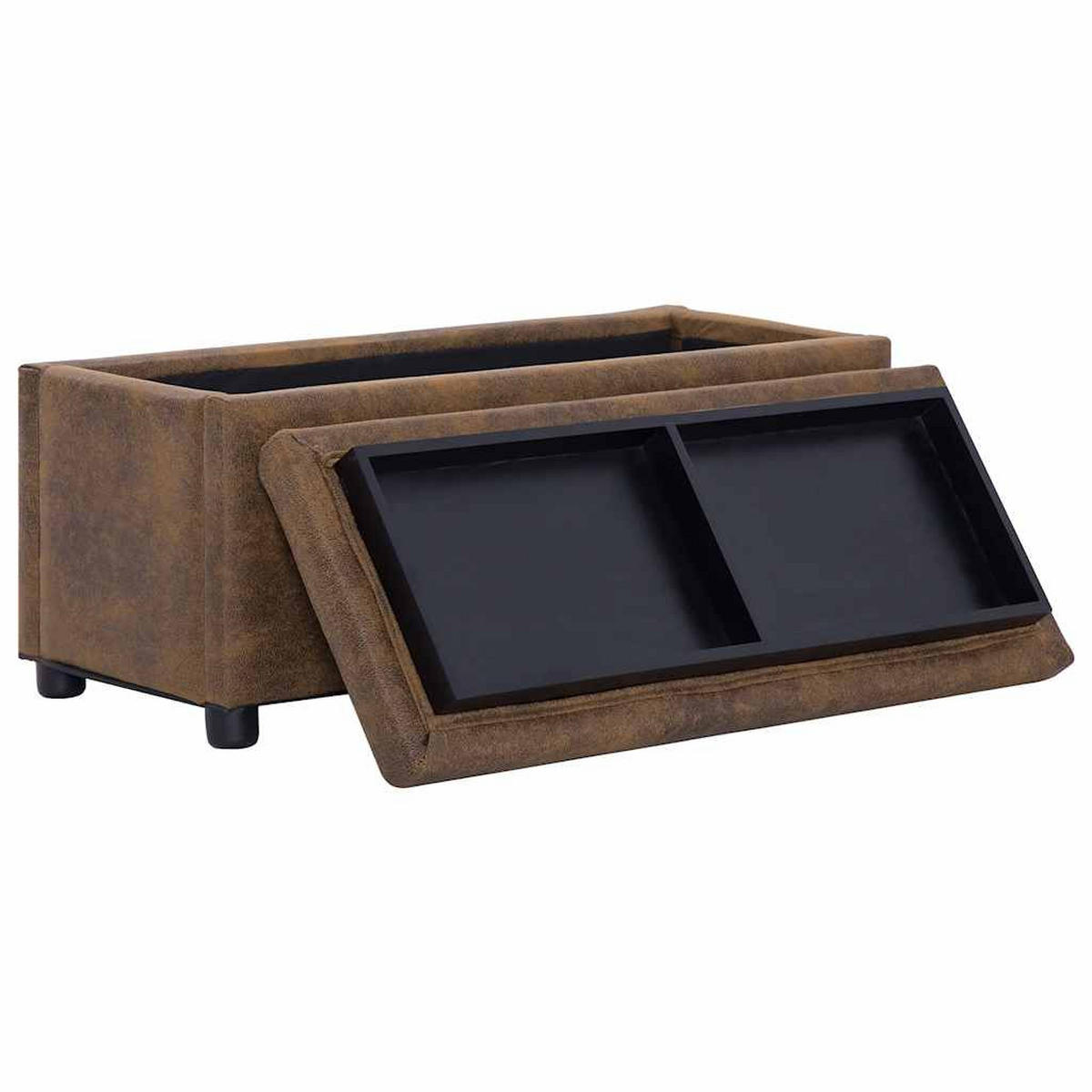 HOCKER Ottomann Stauraum 87,5 cm Braun Wildleder-Optik - Braun, Textil (87.5/40/36cm) - furnicato