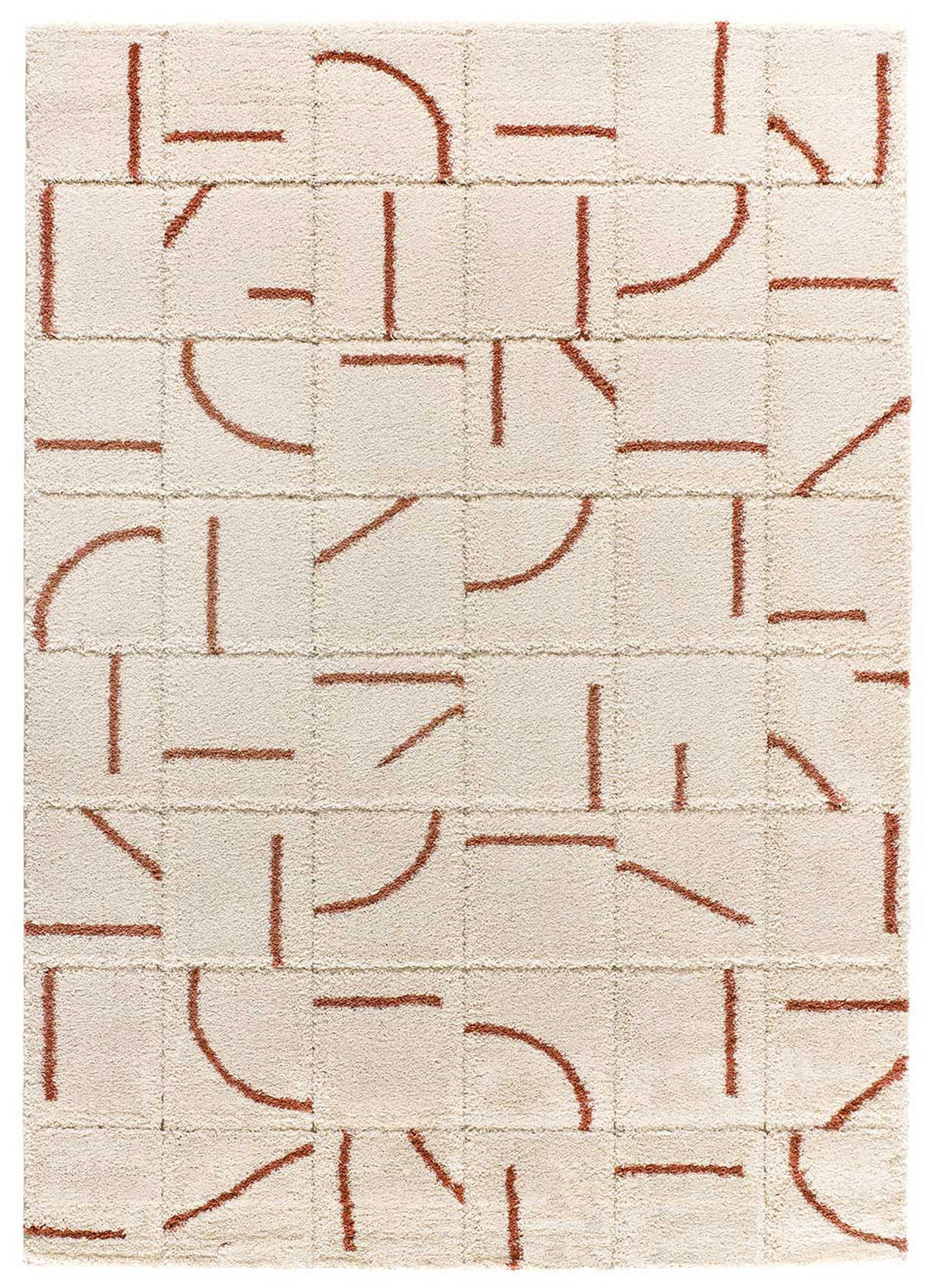 HOCHFLORTEPPICH beige und terrakotta Brenda 133/190 cm - Beige/Terracotta, Naturmaterialien/Textil (133/190cm) - Atticgo