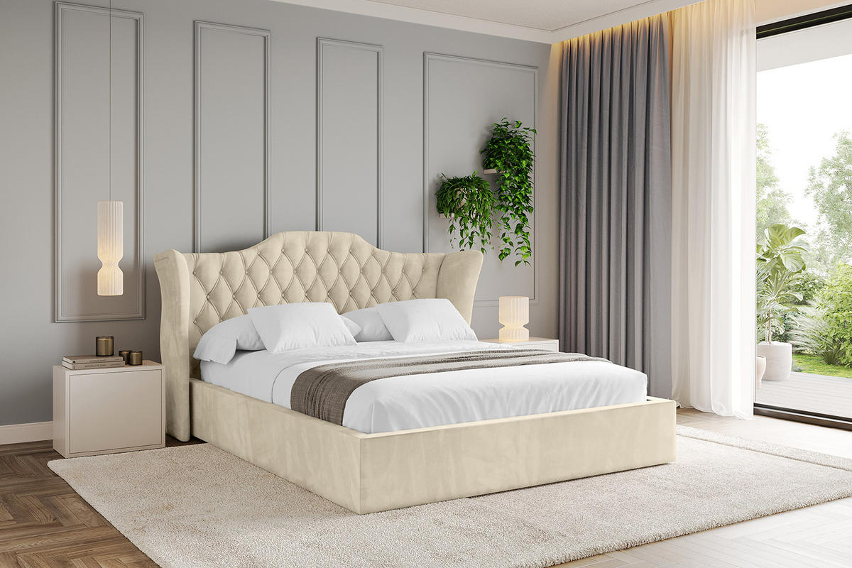 POLSTERBETT mit Bettkasten und Lattenrost, Bett mit Matratze H3/H4 - ZORAN 180x200 Beige - Ecru, Holzwerkstoff/Textil (180/200cm) - ALTDECOR