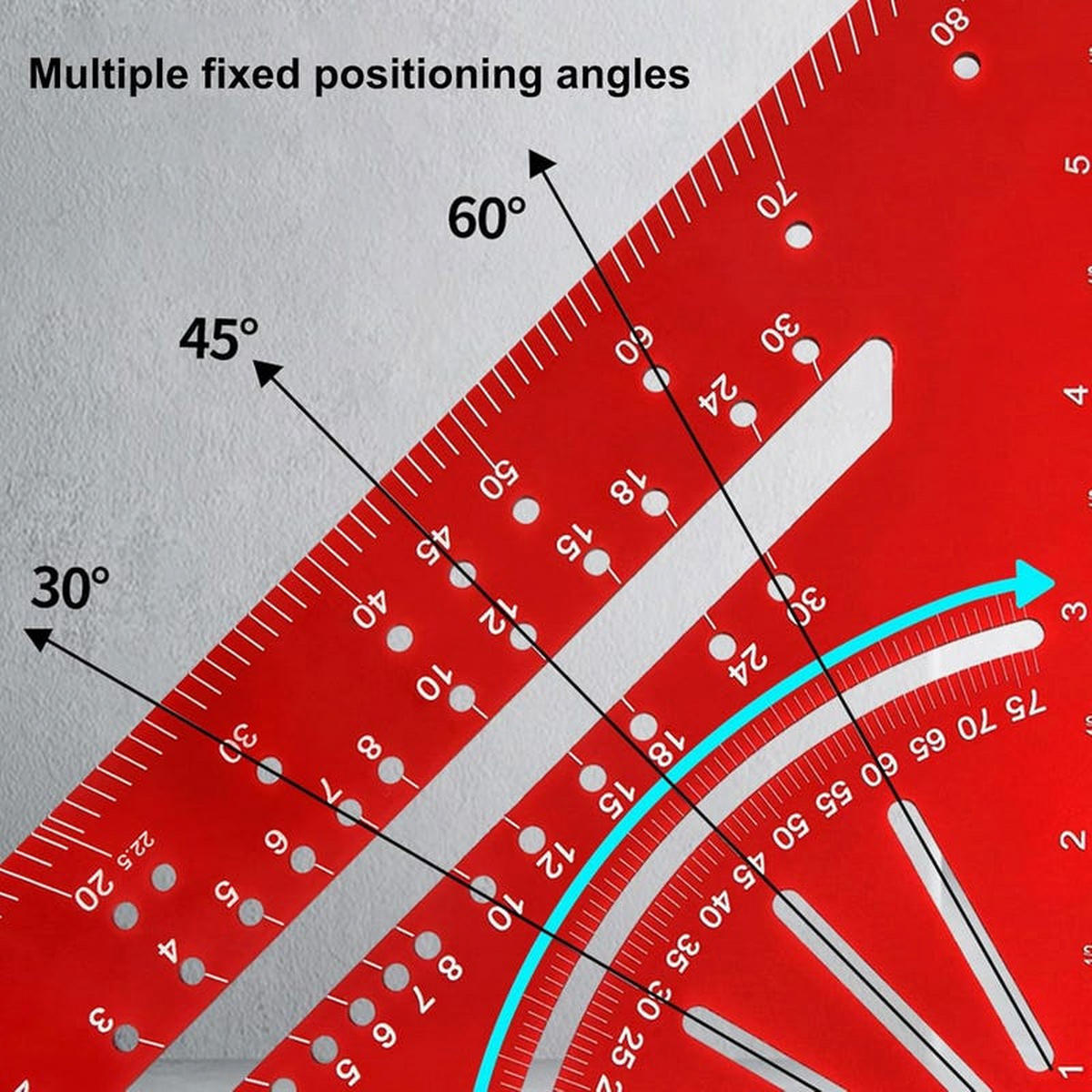 WINKELMESSER - Rot - Aus Metalllegierung, mit Winkelmesser, Winkel von 30, 45, 60 und 90 Grad, metrisch. - Rot, Metall (18.5/18.5/26cm) - DCA