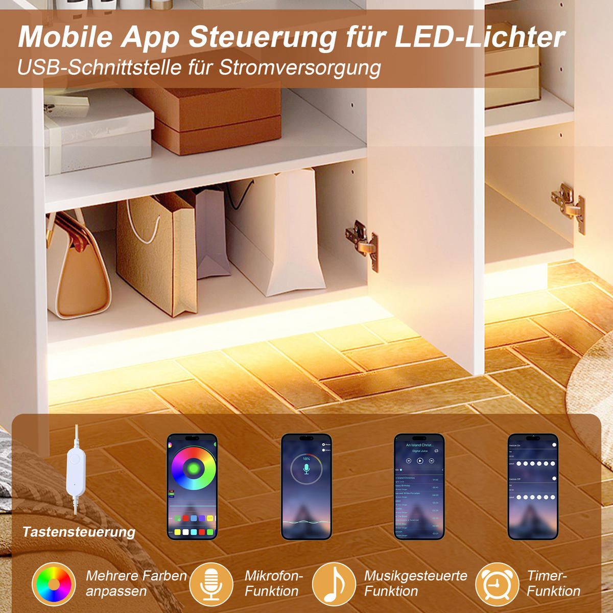 TOALETNÍ STOLEK Otočný ve tvaru L s LED osvětlením, bílý - bílá, kompozitní dřevo (100/80/40cm) - Urban Meuble