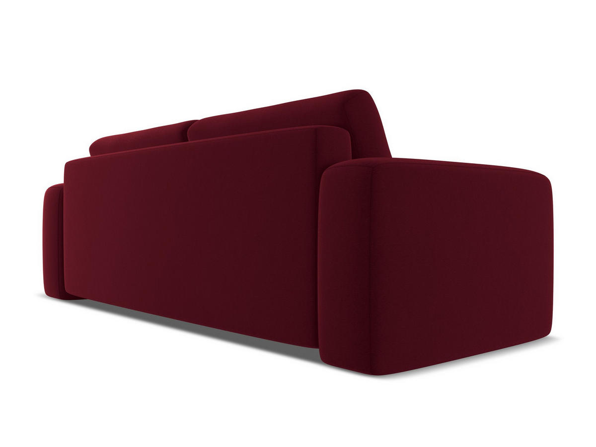 3-SITZER SOFA mit Schlaffunktion Samt Stoff Rot - Bordeaux/Rot, Kunststoff/Textil (242/91/100cm) - Makamii