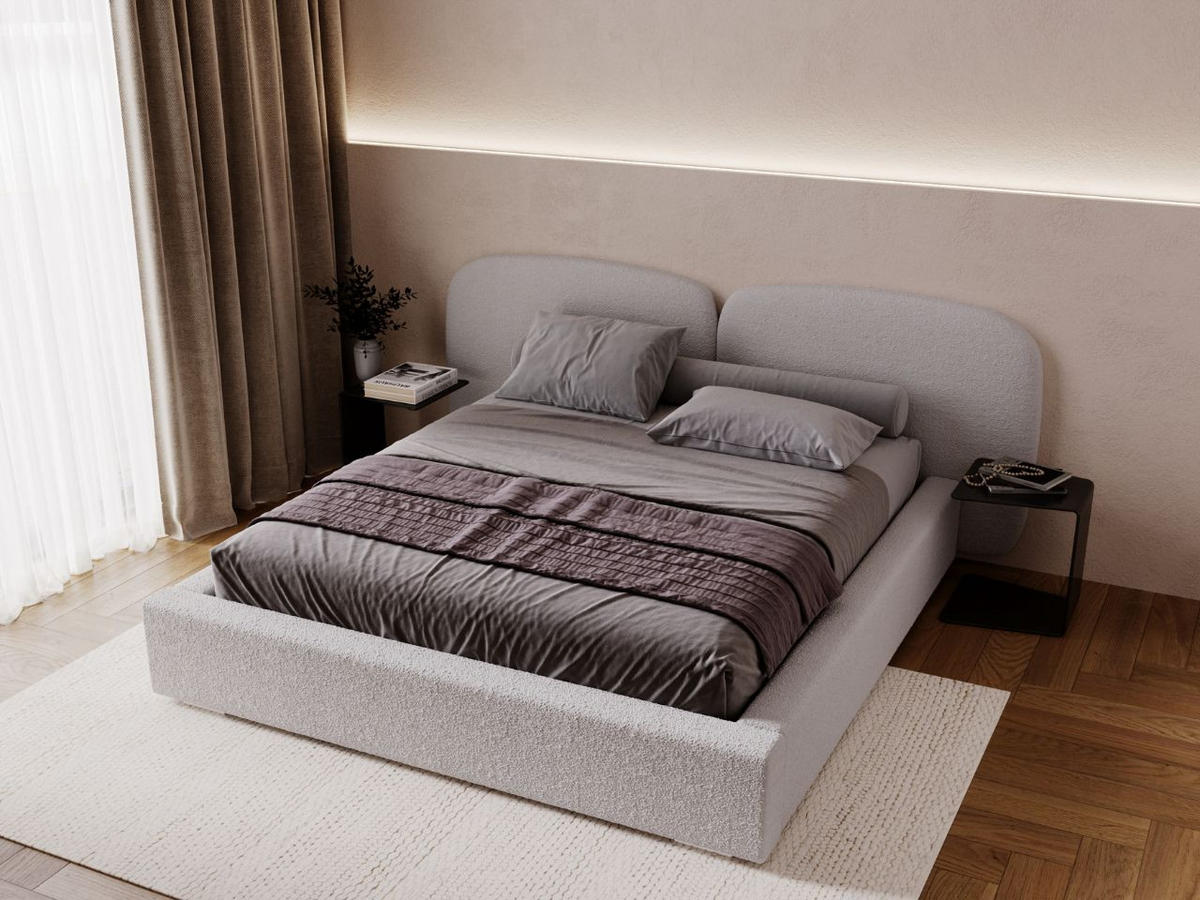 POLSTERBETT Palermo 200x200 Hellgrau - Hellgrau, Textil (200/200cm) - Graingold