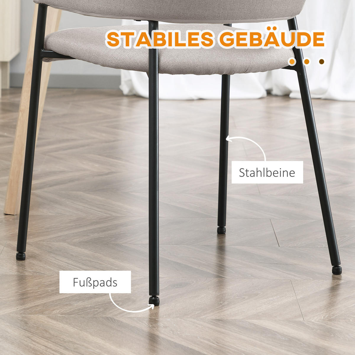 ESSZIMMERSTÜHLE, Polyester, Stahl - Beige, Kunststoff/Metall (54/84/54cm) - HOMCOM