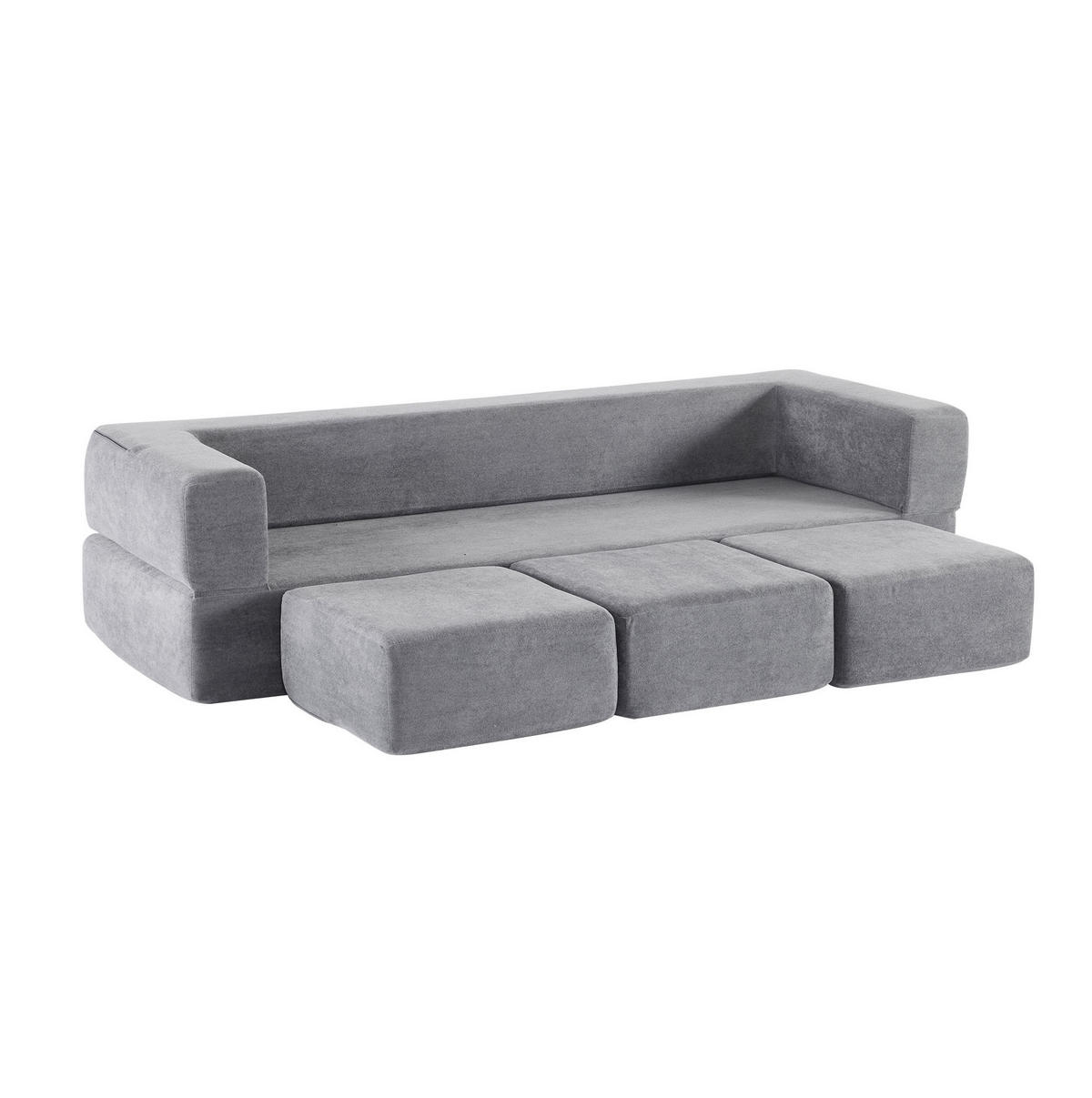 BODENSOFA aus Schaumstoff mit Schlaffunktion Dunkelgrau - Grau, Kunststoff (75.5/50/201cm) - Modenvie