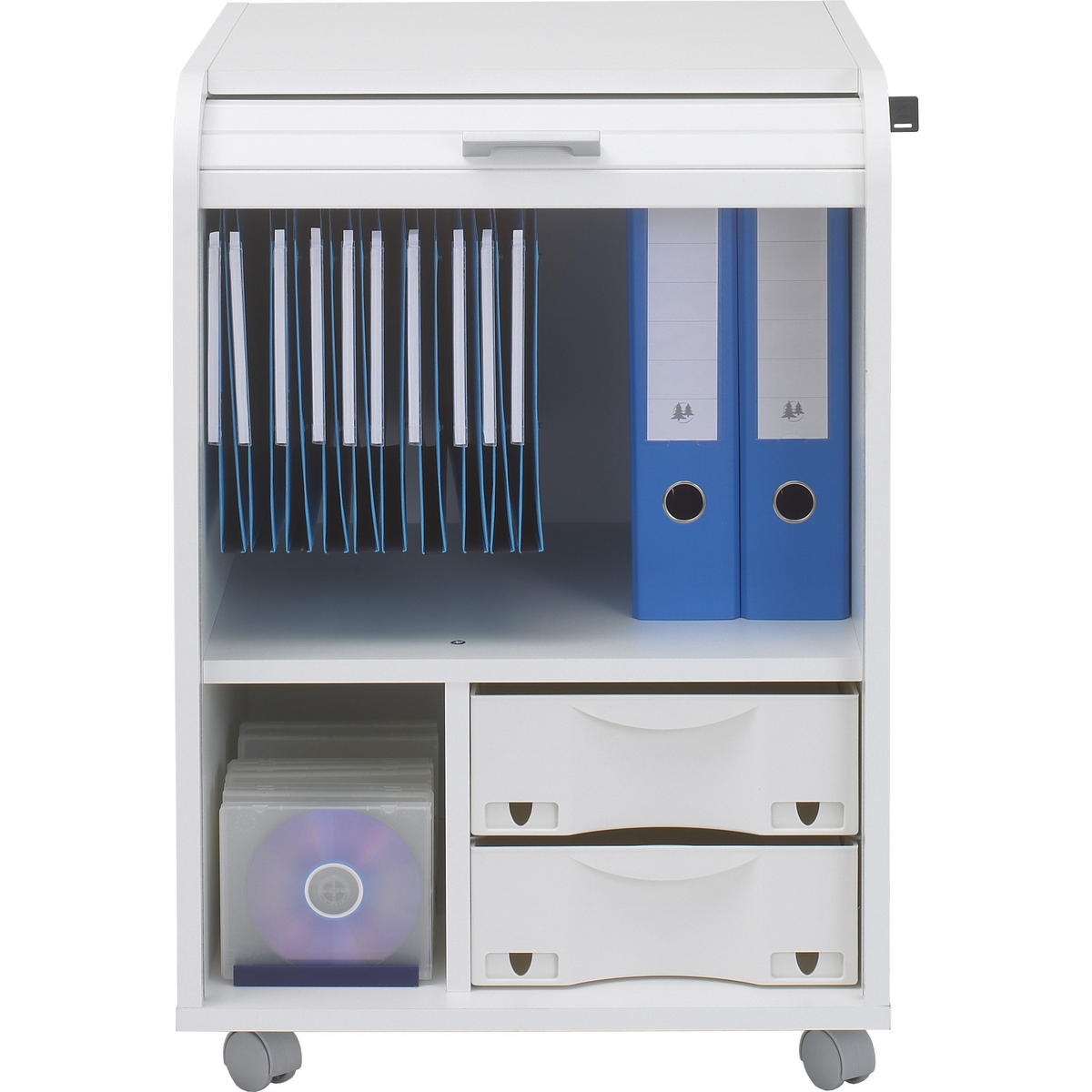 AKTENSCHRANK mit Rolladentür 47/47/69cm - Weiß, Holzwerkstoff (47/69/47cm) - Simmob