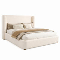 BETT mit Stauraum und Lattenrost Bouclé Beige - Beige, Metall (160/200cm) - Meubliv