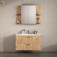 KOMPLET KOPALNIŠKEGA POHIŠTVA Ronco, Antracit/Obrtniški hrast, 3-delni - antracit/hrast artisan, leseni material (100/57/44.6cm) - Livinity®