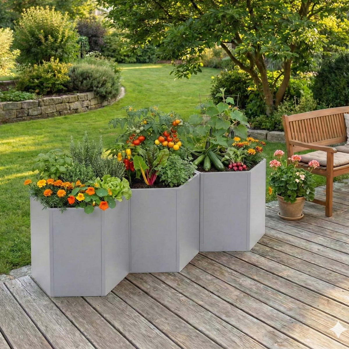 VYSOKÝ ZÁHON 3KS Šedá 3ks sada - šedá, kov (264/77/100cm) - MCW