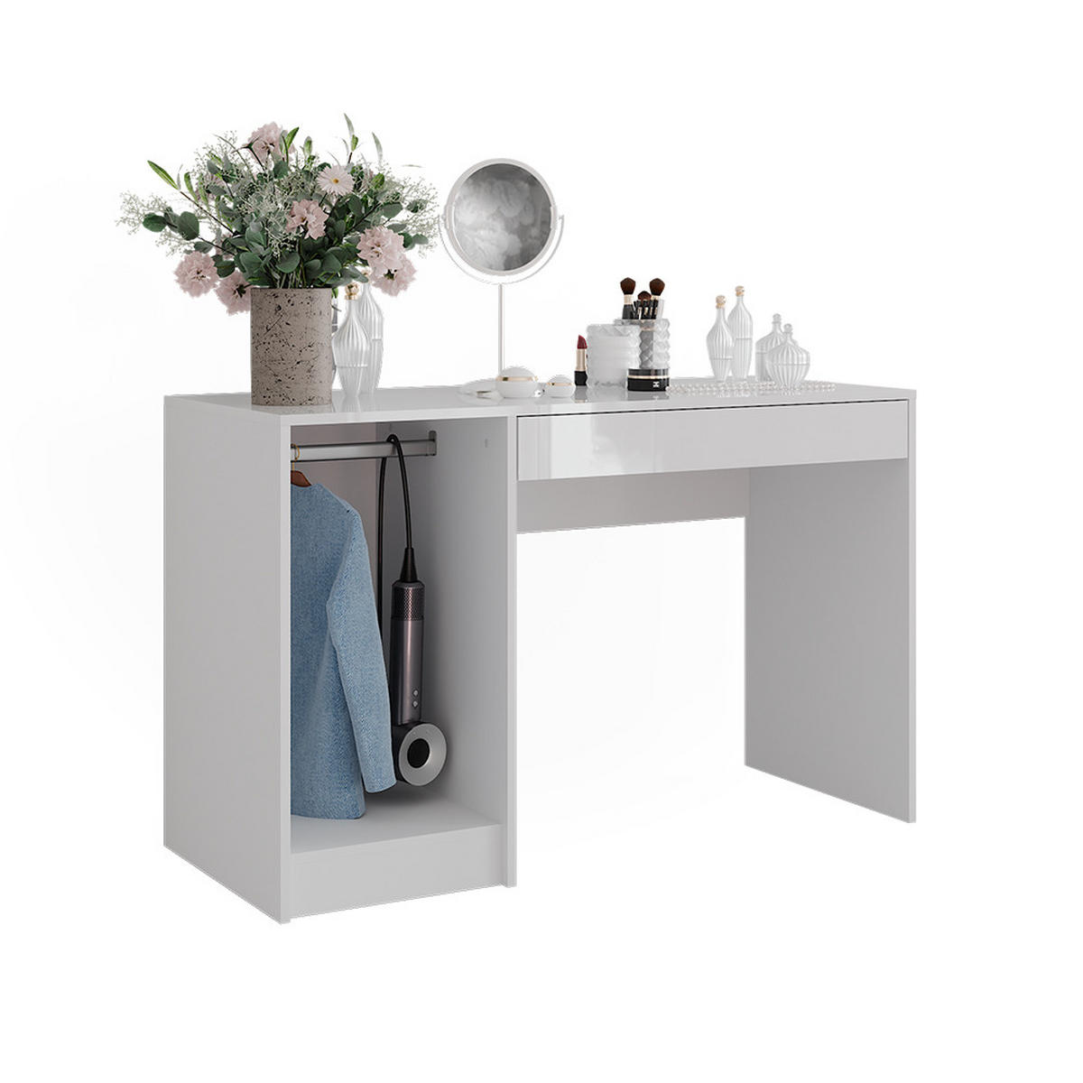 TOALETNÍ STOLEK Sherry Bílá/bílý vysoký lesk - vysoce lesklá bílá, kompozitní dřevo (119.8/76/50.1cm) - Vicco