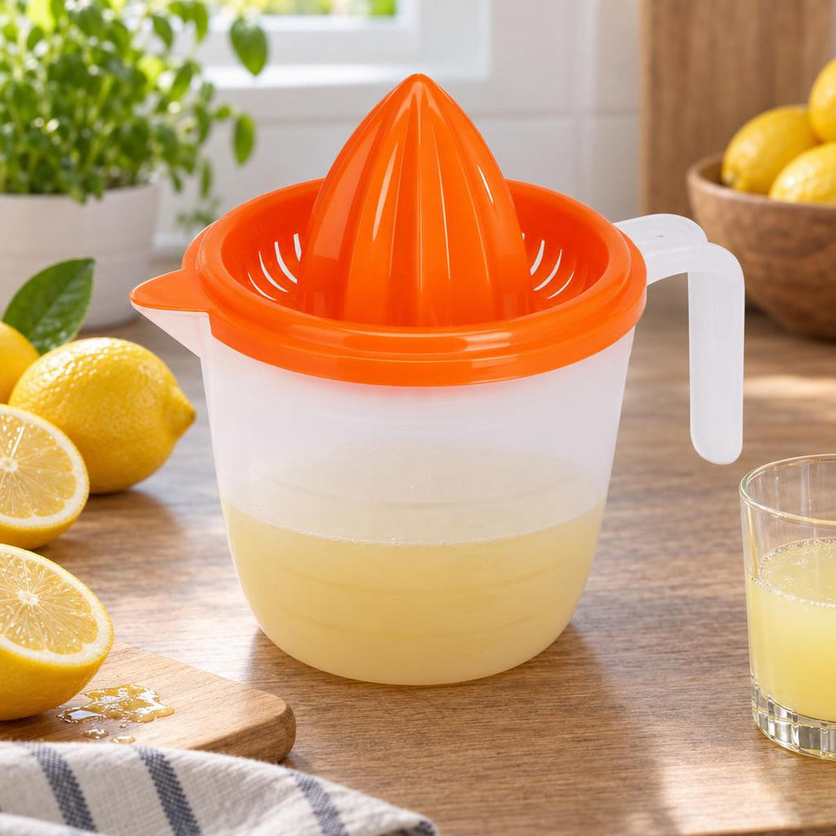ZITRONENPRESSE mit großem Behälter 600 ml 16,5/11,5/15 cm - Orange, Kunststoff (11.5/15/16.5cm) - Excellent Houseware