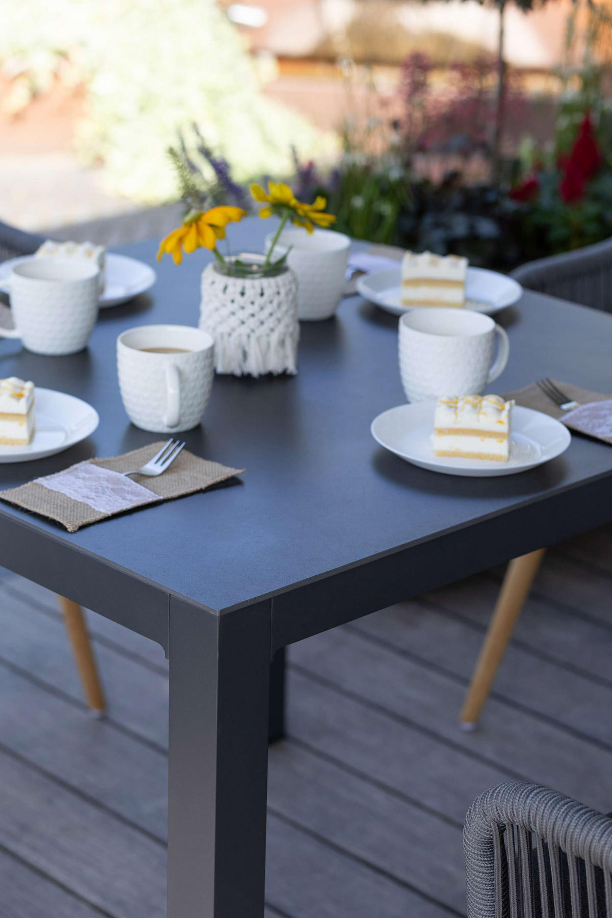 GARTENTISCH Tarifa - Schwarz, Metall (90/90/76cm) - Mr. Deko