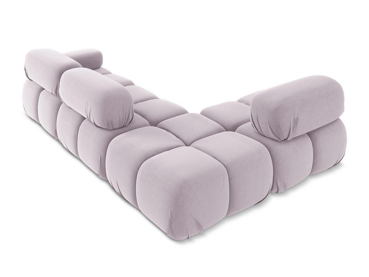 ECKSOFA Links Samt Stoff Violett - Lila/Flieder, Kunststoff/Textil (190/285cm) - Makamii