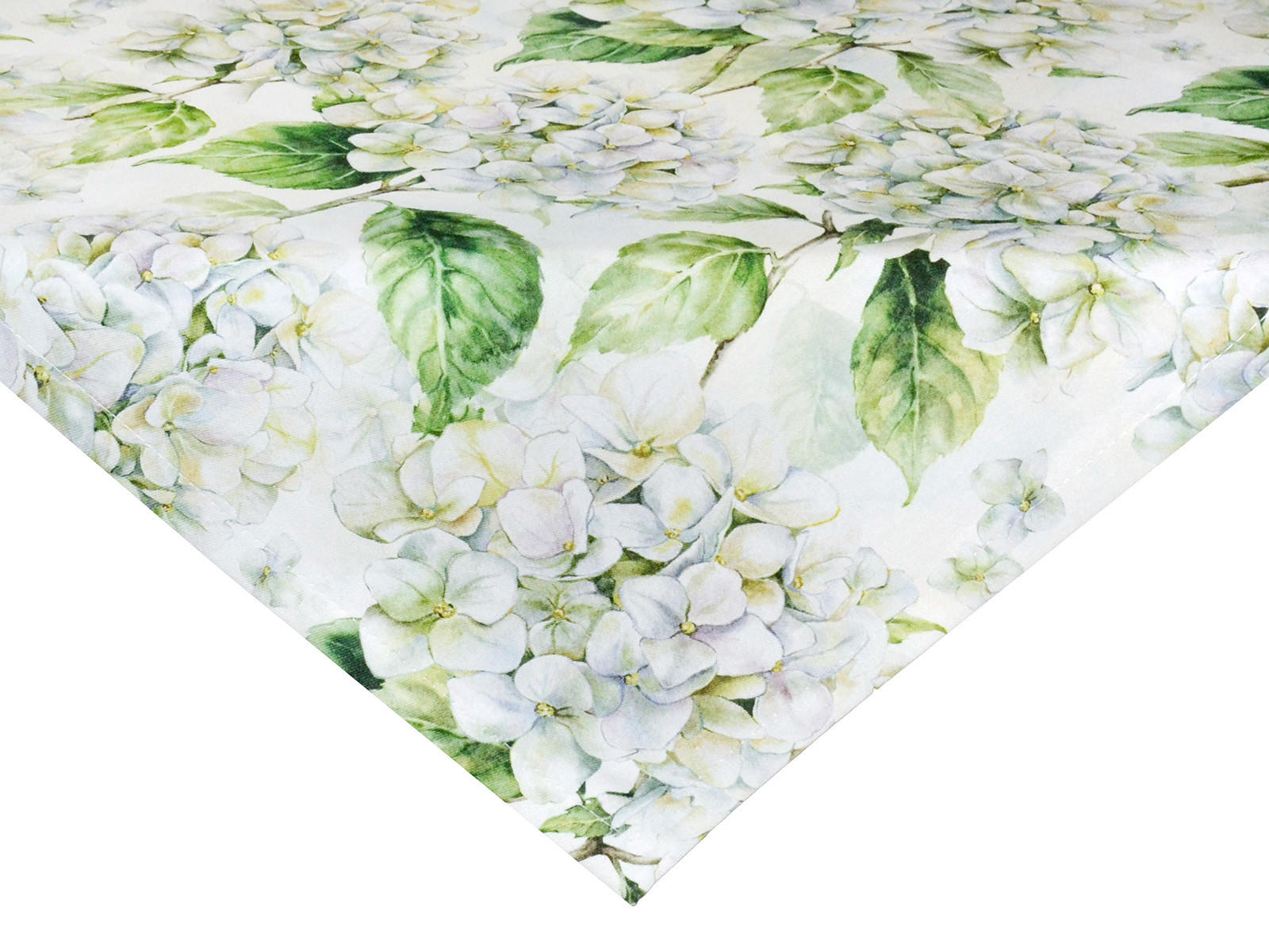 MITTELDECKE Landlust-Hortensie weiß 80/80 cm - Weiß/Grün, Textil (80/80cm) - beties Heimtextil