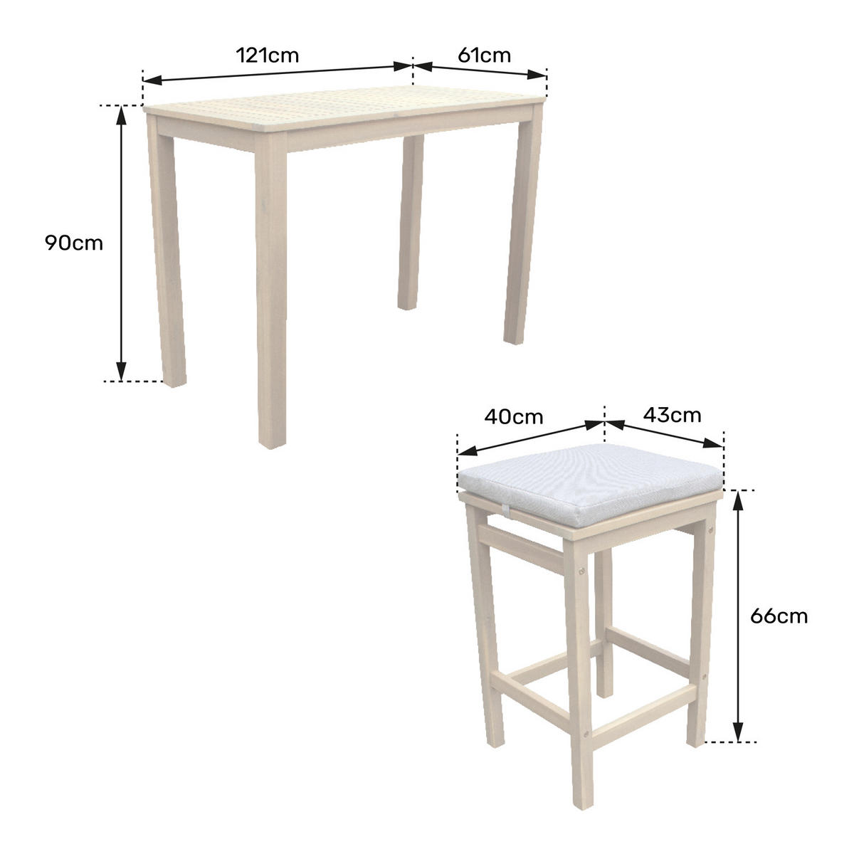 STEHIMBISS Aruba Sand 4 Plätze - Beige, Holz - Happy Garden