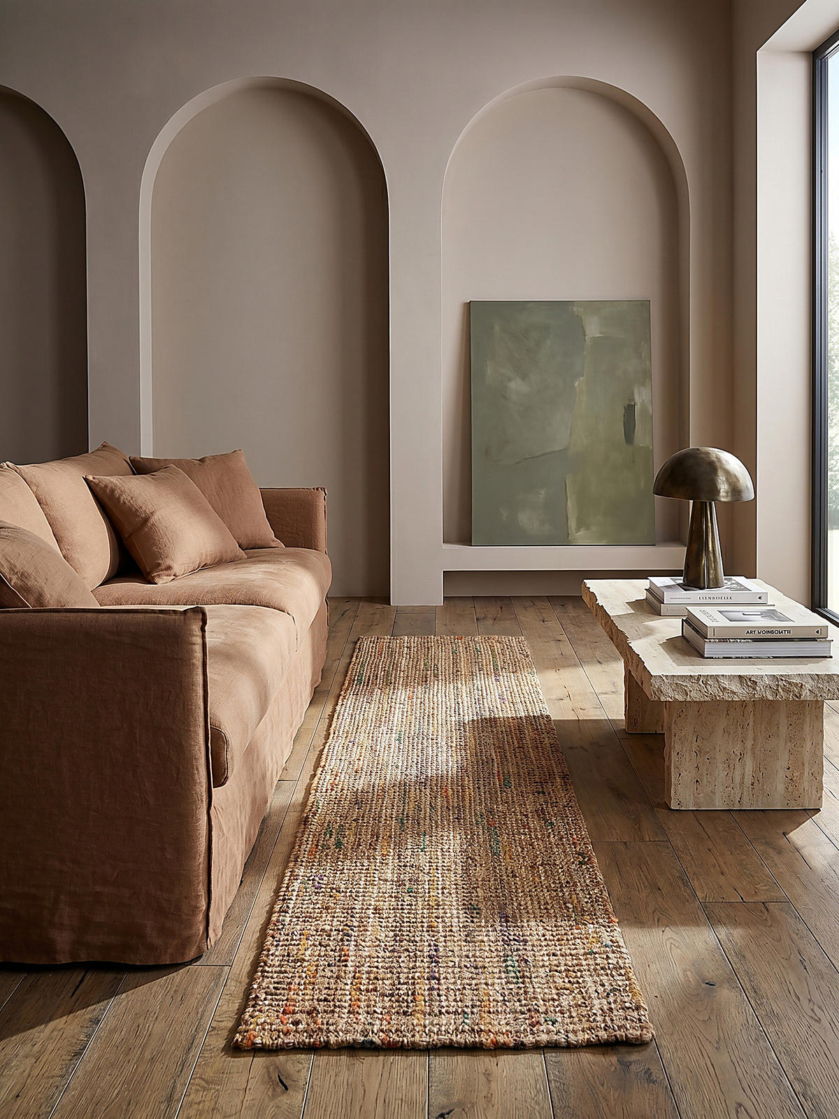 JUTETEPPICH Jute Naturbelassen, Wohnzimmer Natur-Multicolor Läufer 60x300 - Beige, Textil (300/60cm) - KADIMA DESIGN