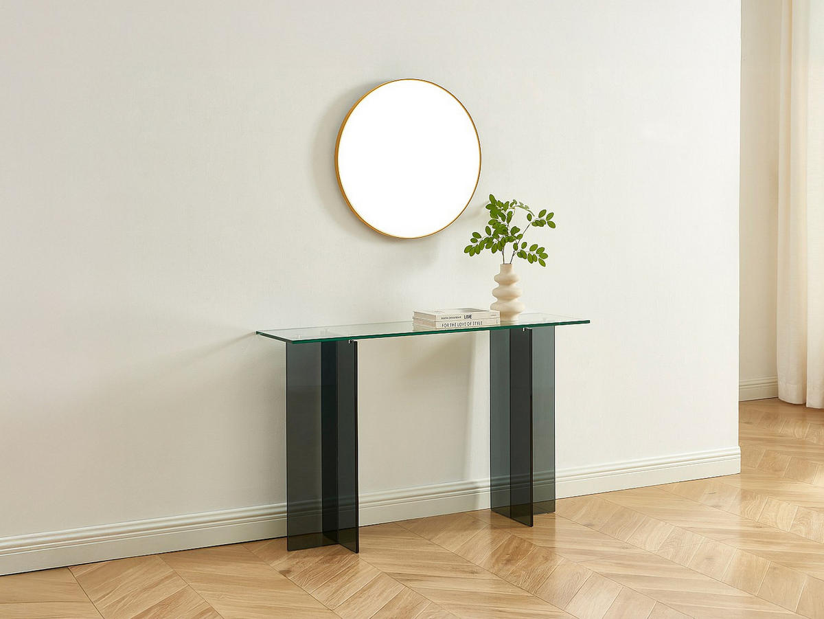 KONSOLENTISCH - 120 cm x 35 cm - Glas - Transparent, Anthrazitgrau - BYLENA - Transparent/Anthrazit, Glas (35/120/75cm) - Vente-Unique