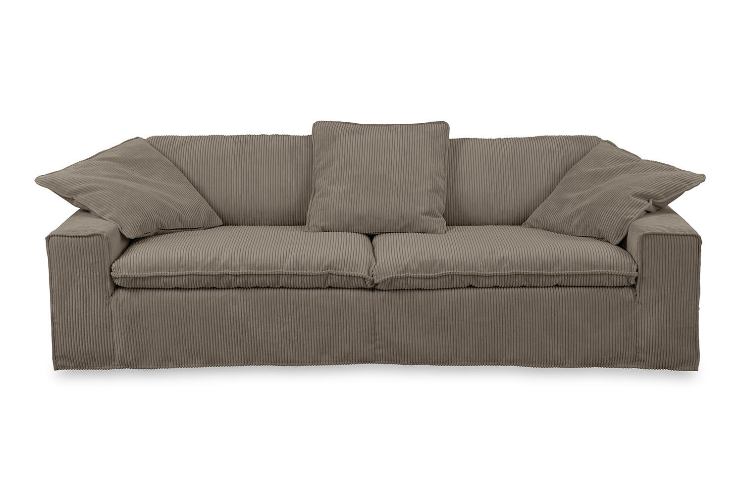 SOFA NETTA Taupe Cord - Taupe/Braun, Birkenholz/Textil (258/90/116cm) - KAWOLA
