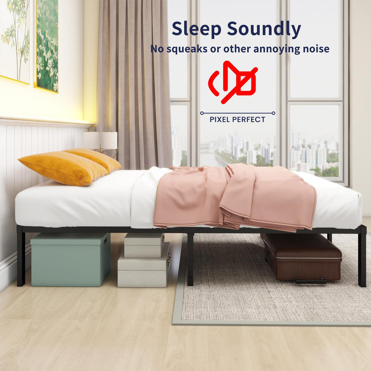 METALLBETT 140/200 cm DE-33035 mit Stauraum und geräuschlos Schwarz - Schwarz, Metall (140/200cm) - ComfortXL