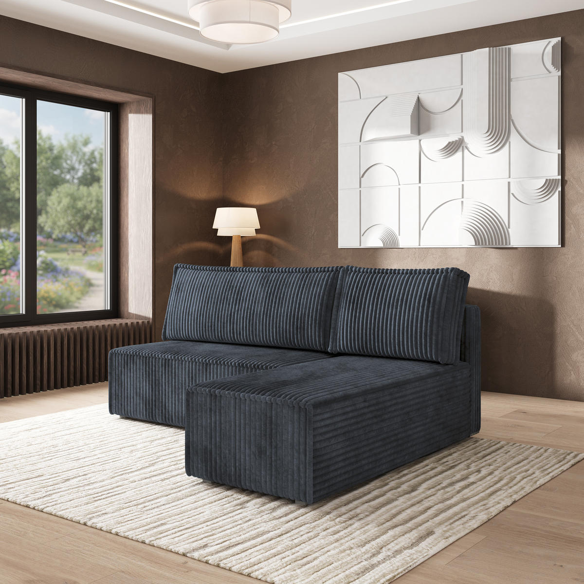 ROHOVÁ SEDAČKA BRISO šedá - šedá, dřevo/textil (200/140cm) - MASSENO