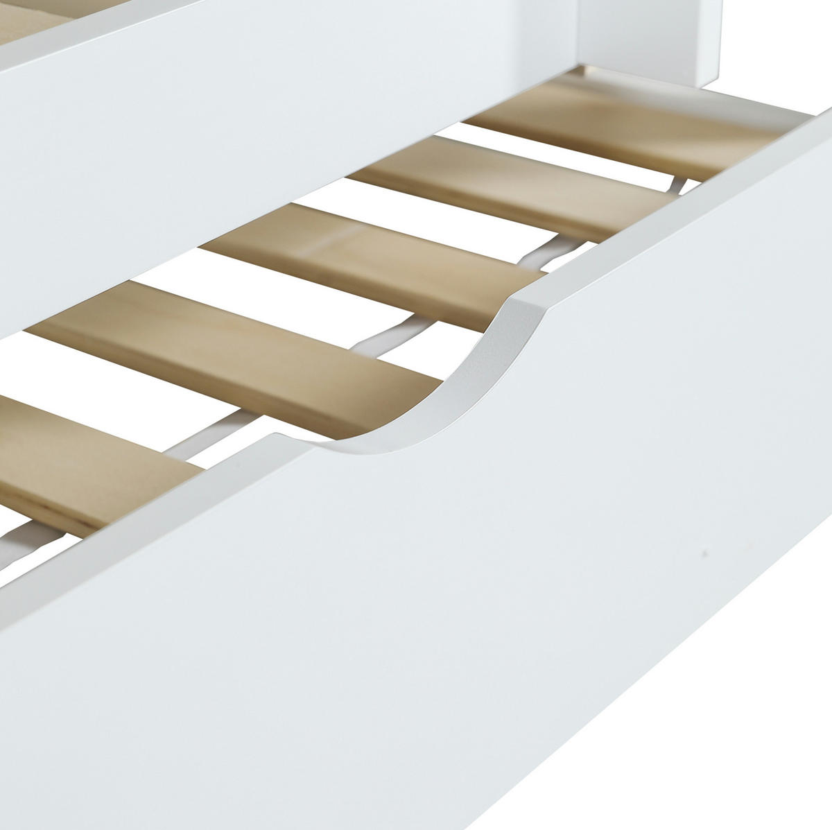 ETAGENBETT 90/200 cm mit Rollbett, Rutsche und Fallschutzgitter - Weiß, Holzwerkstoff (90/200cm) - OKMYHOME