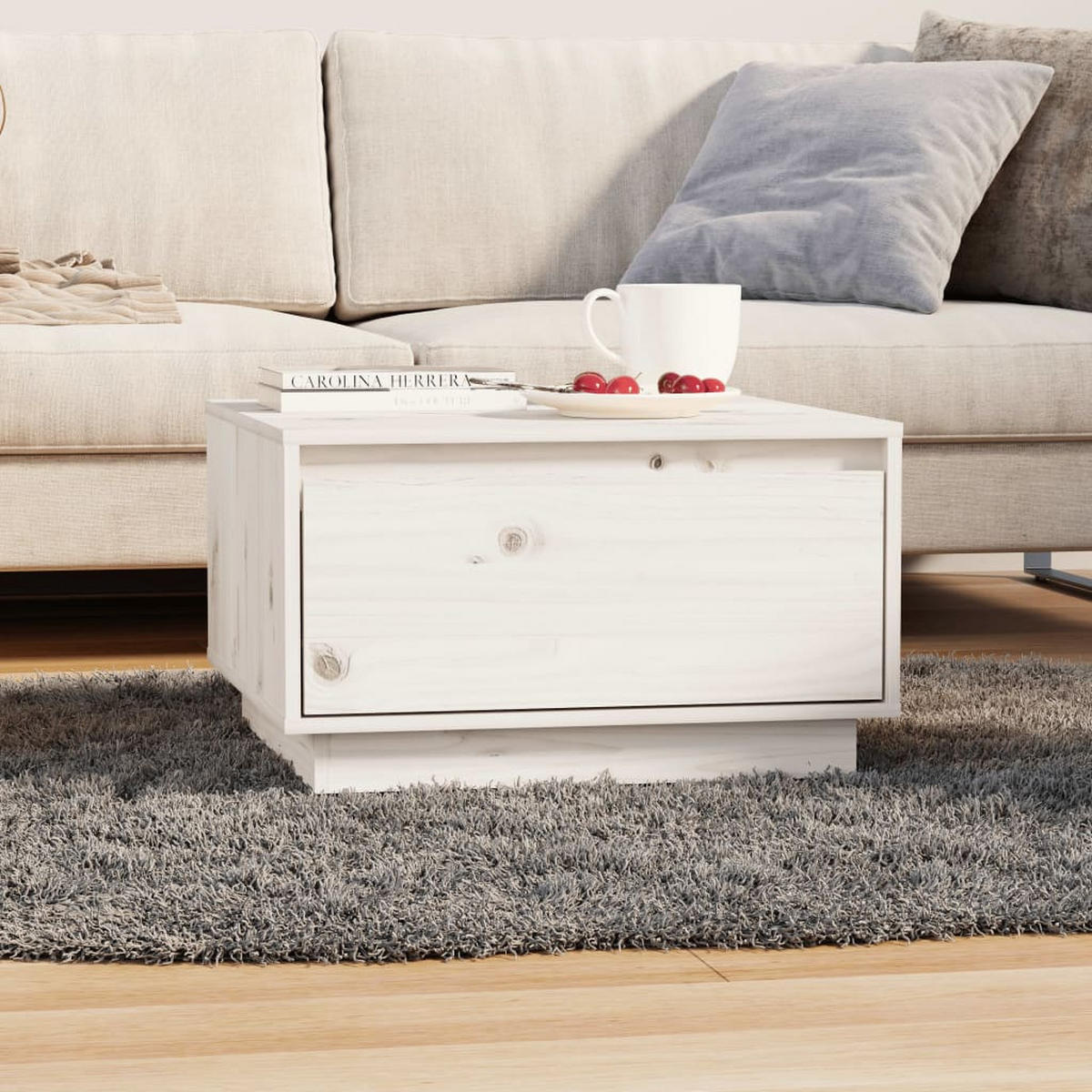 COUCHTISCH Weiß 55x56x32 cm Massivholz Kiefer - Weiß, Holz (55/56/32cm) - furnicato