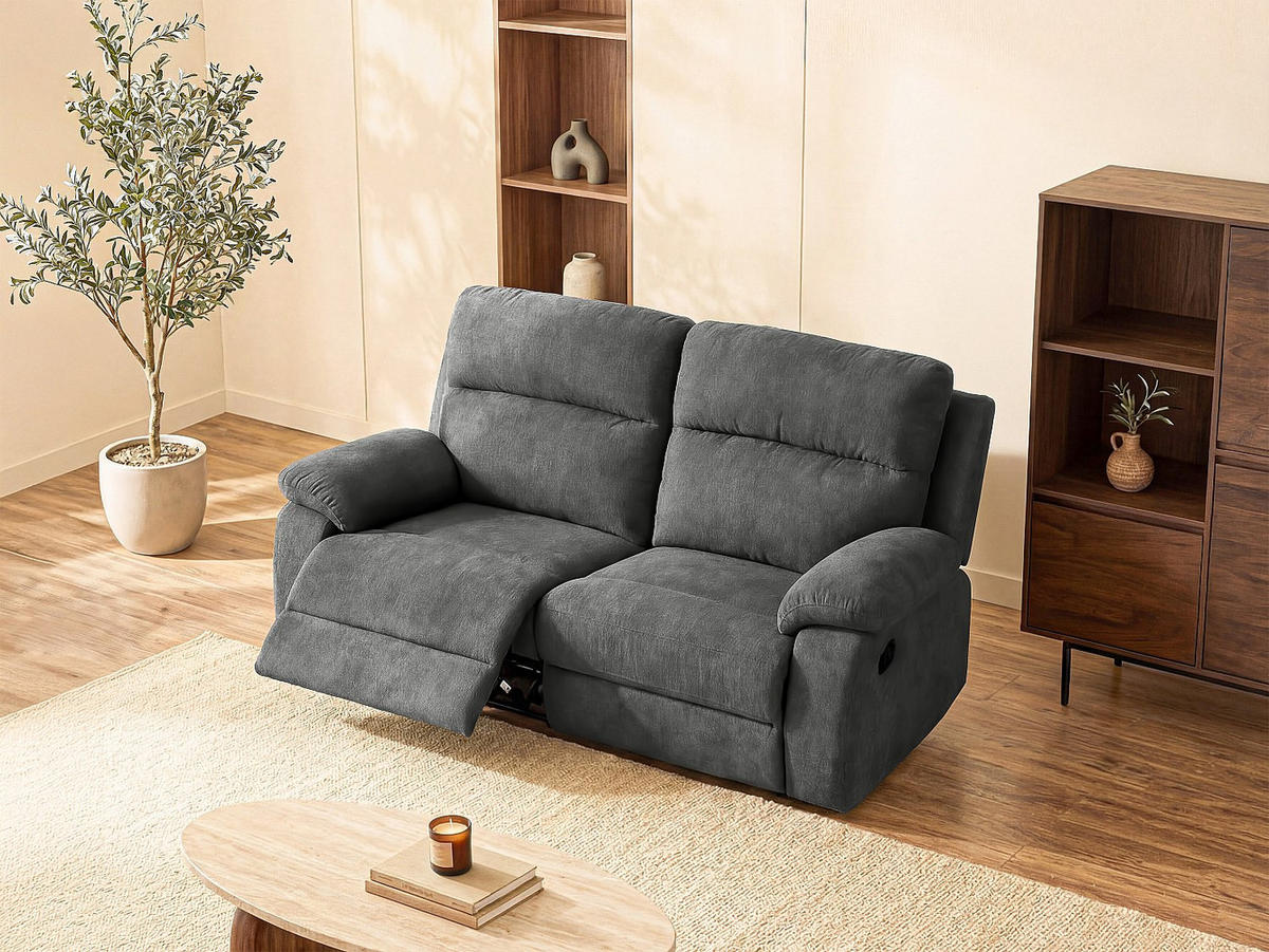 RELAXSOFA - 2 Personen - stoff - anthrazitgrau Tolzano - Anthrazit, Textil/Metall (146/100/96cm) - Vente-Unique