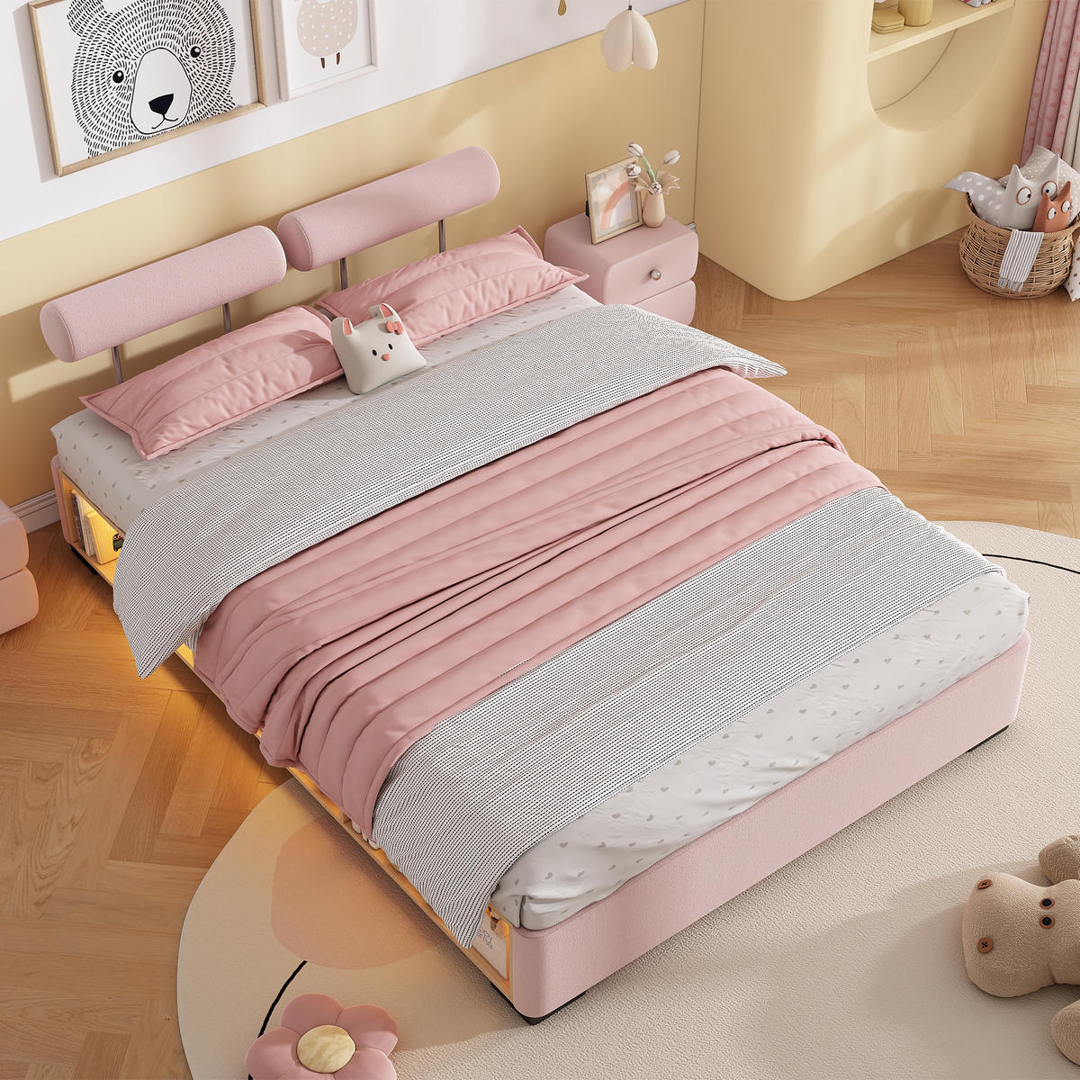 KINDERBETT 140/200 cm Rosa - Pink, Textil