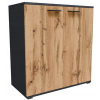 KOMMODE CR3-KD1 Graphit-Wotan Eiche 69/34/73,5 cm - Anthrazit, Holzwerkstoff (69/73.5/34cm)
