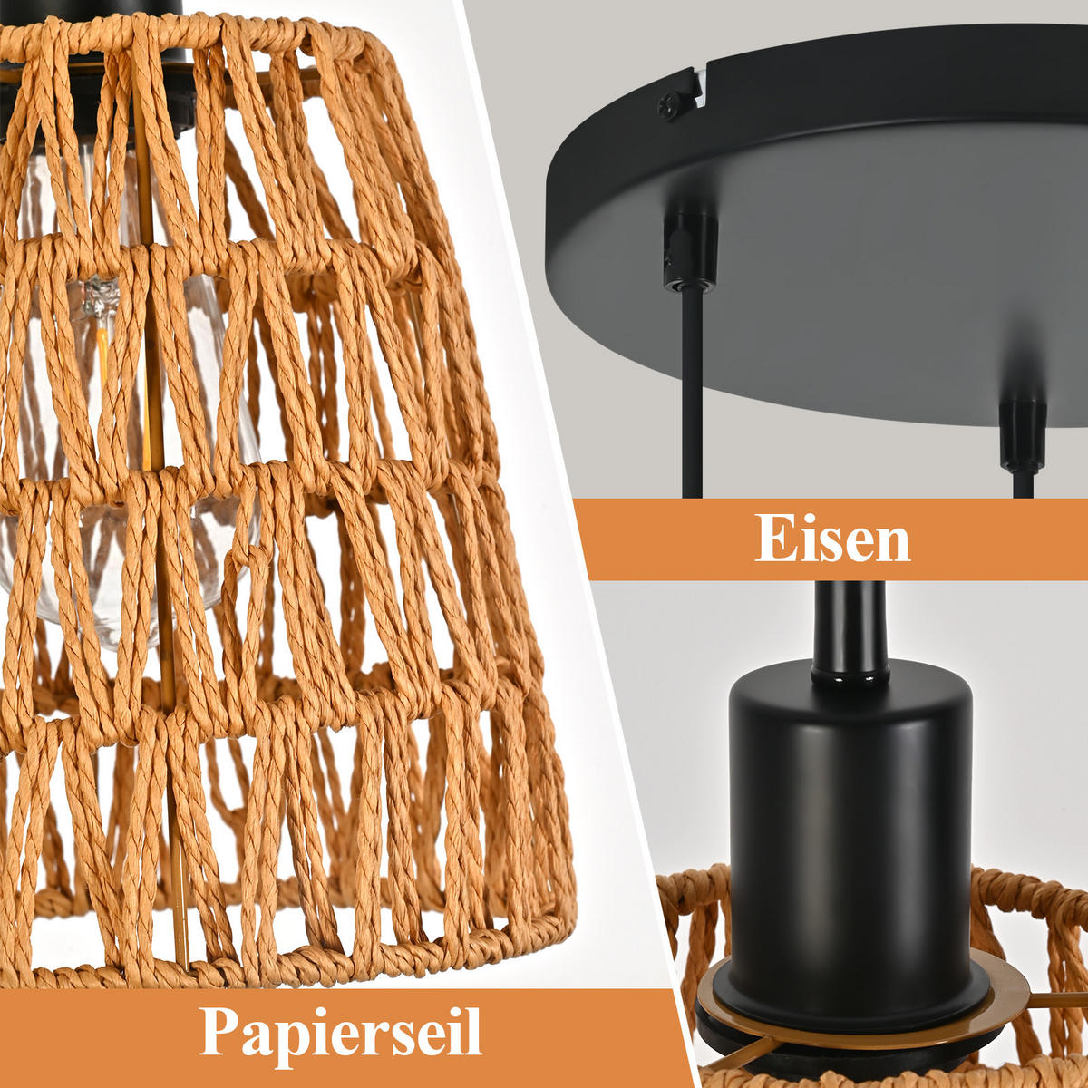 PENDELLEUCHTE Viola 25/25/120 cm - Braun, Metall (25/25/120cm) - ZMH