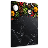 LEINWANDBILD Bunte Gewürze und Kräuter Marmor 60x90cm - Multicolor, Textil (60/90cm) - Feeby
