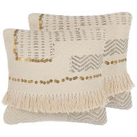 DEKOKISSEN 2er-Set Hellbeige 45/45 cm Vayali - Beige, Naturmaterialien/Textil (45/45cm) - Beliani
