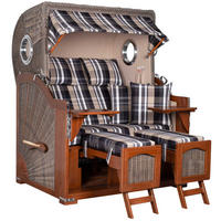 STRANDKORB 2-Sitzer Düne Mahagoni 583 - Beige/Schwarz, Holz (125/170/80cm) - Mr. Deko