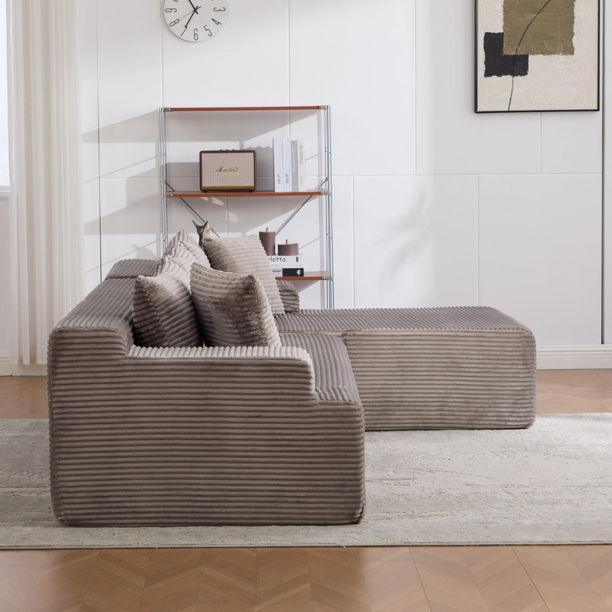 ECKSOFA 272/174/74.5 cm Grau mit rutschfestem Boden - Grau, Textil (174/74.5/272cm) - Oxeza
