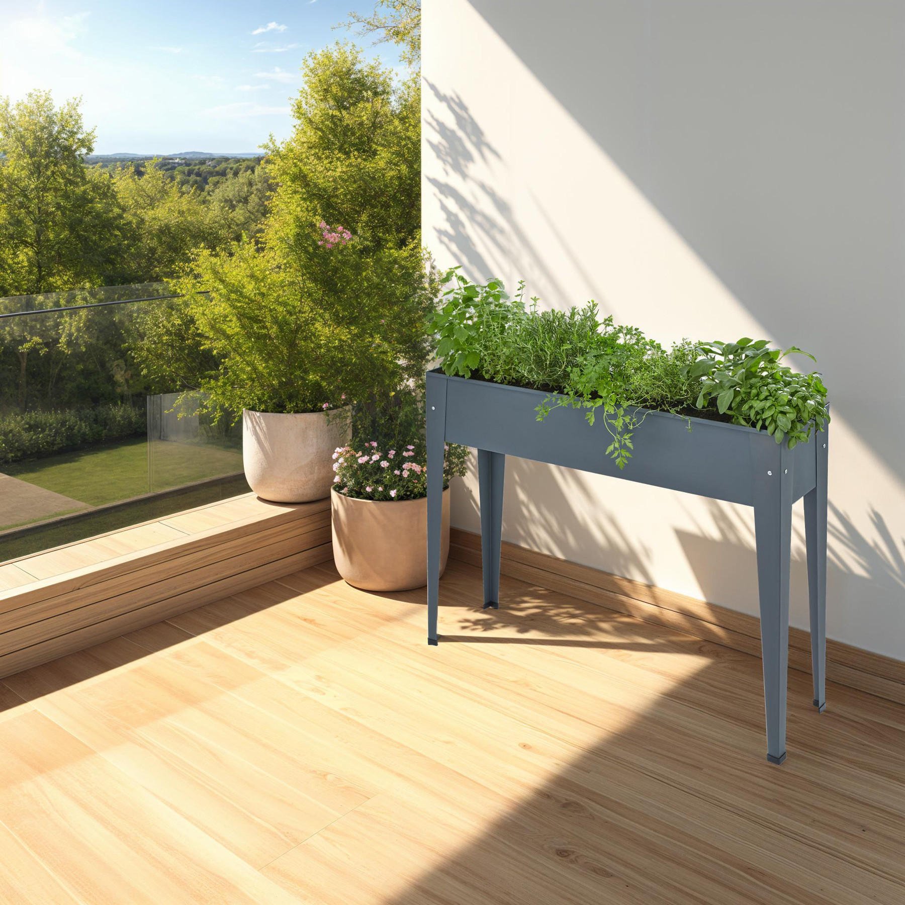 Thumbnail - tectake Hochbeet, Anthrazit, Metall, Baum/Pflanze/Natur, Rechteckig, 26x82.5x98.5 cm, Gartenzubehör, Hochbeete