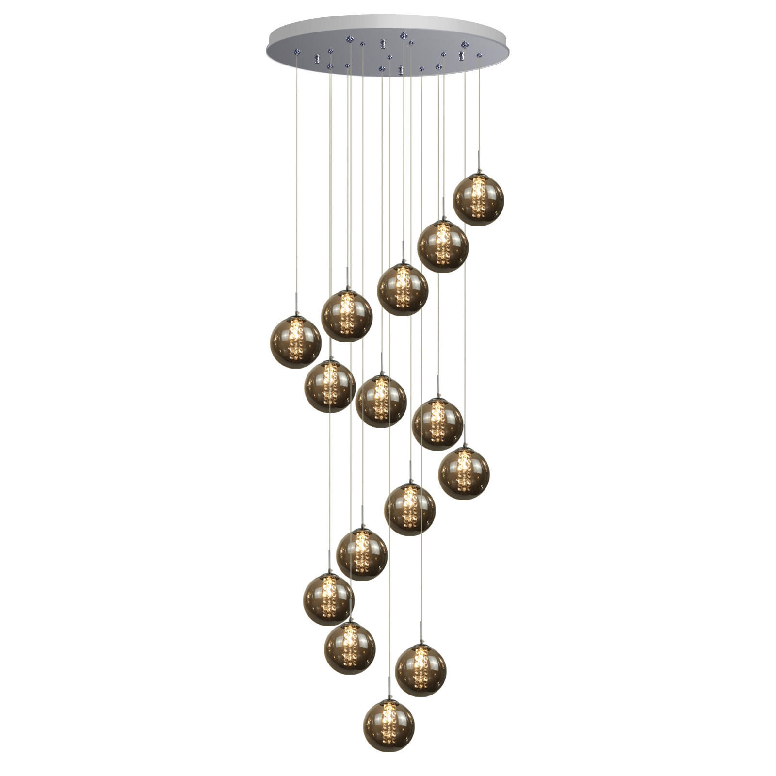 HÄNGELEUCHTE Energie 15-flammig 41/41/320 cm - Grau, Glas (41/41/320cm) - Nettlife