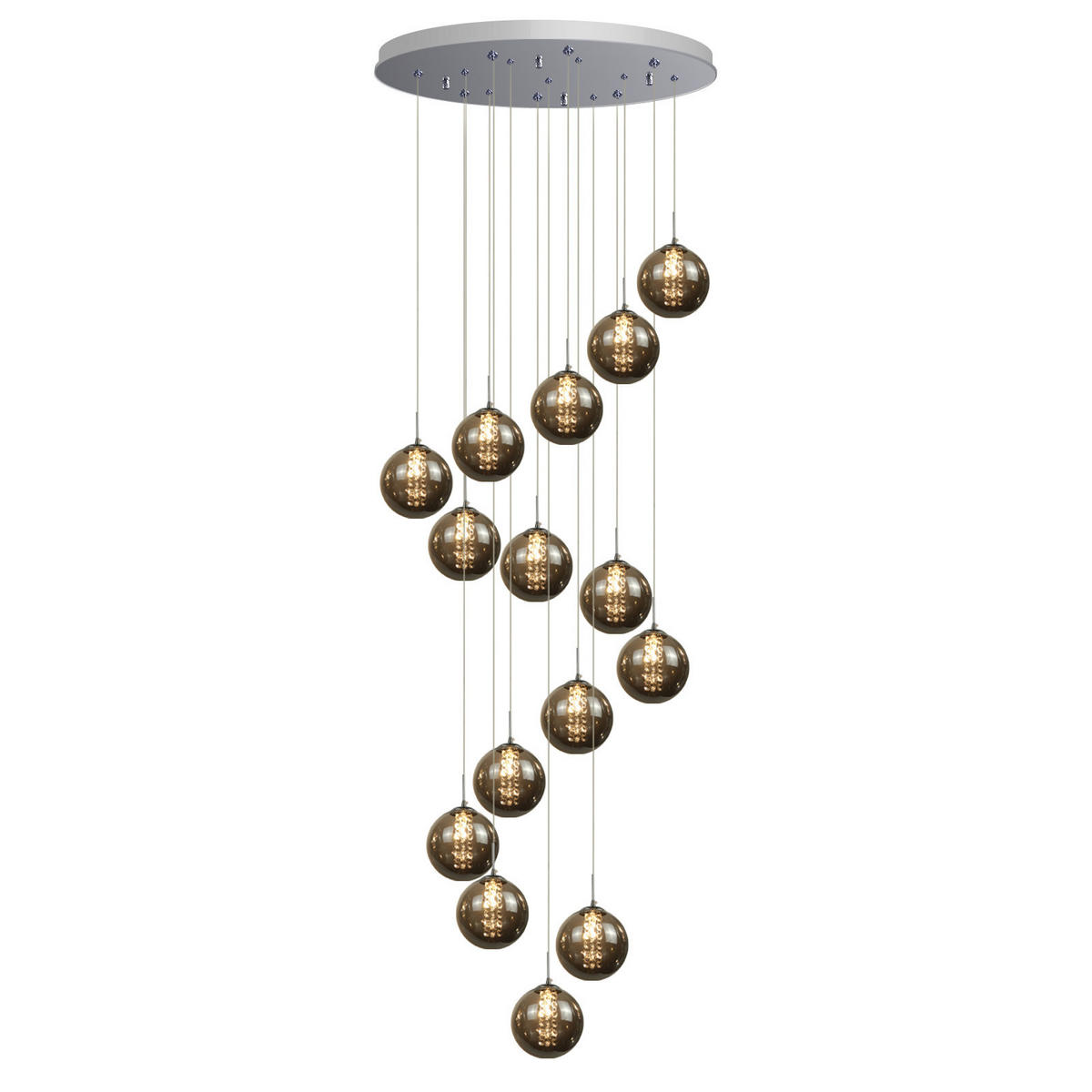 HÄNGELEUCHTE Energie 15-flammig 41/41/320 cm - Grau, Glas (41/41/320cm) - Nettlife
