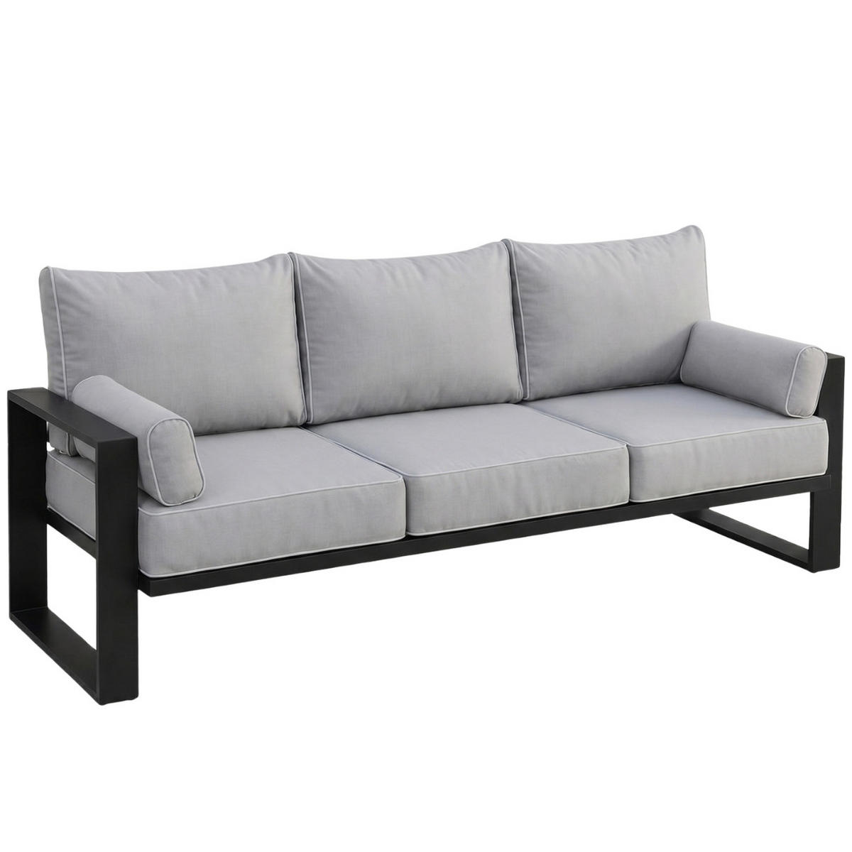 ZAHRADNÍ sada Verdino 3+1+1 s kovovým rámem, šedobéžová - světle šedá, kov - Beautysofa