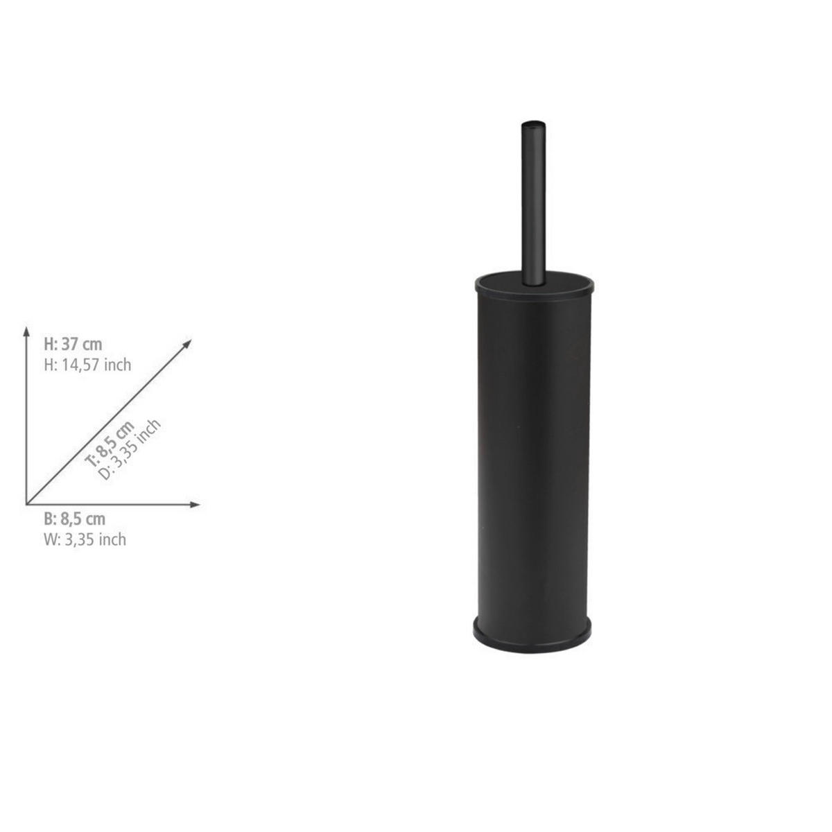 WC-BÜRSTE mit dichtem Edelstahlbehälter Olmedo 8,5/8,5/37 cm - Schwarz, Metall (8.5/37/8.5cm) - Wenko