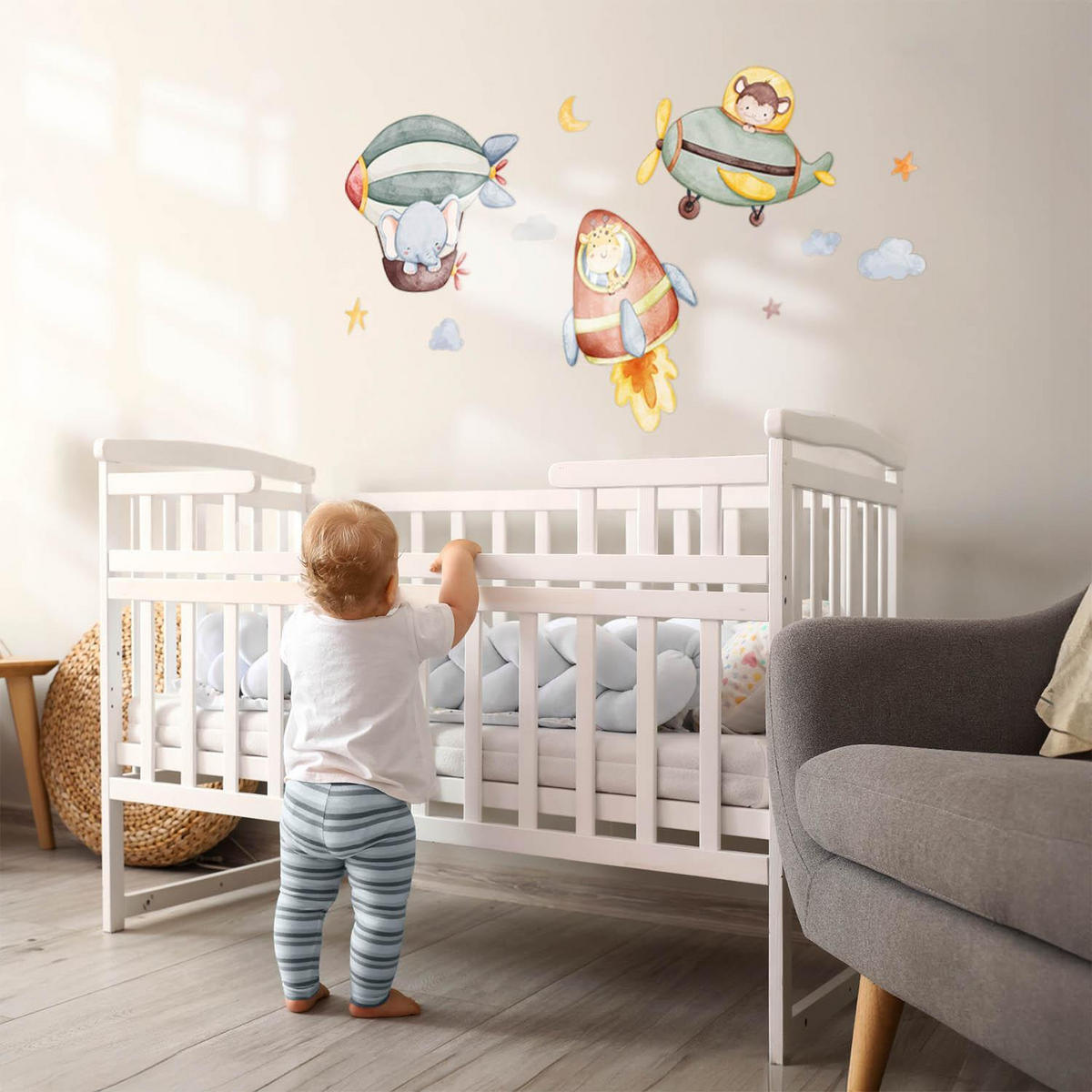 WANDAUFKLEBER 100x151cm - Flucht der Tiere - Multicolor, Kunststoff (100/151/0.1cm) - Wallfluent