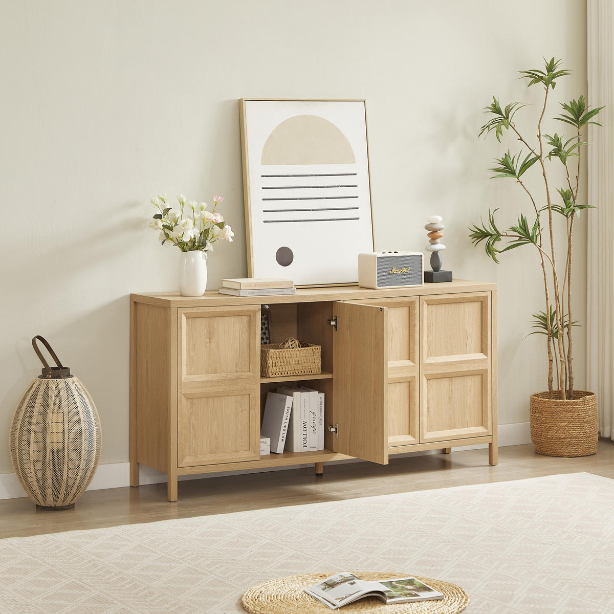 SIDEBOARD Eichefarben 160/40/80 cm - Eichefarben, Holzwerkstoff (160/80/40cm) - PANGIVO
