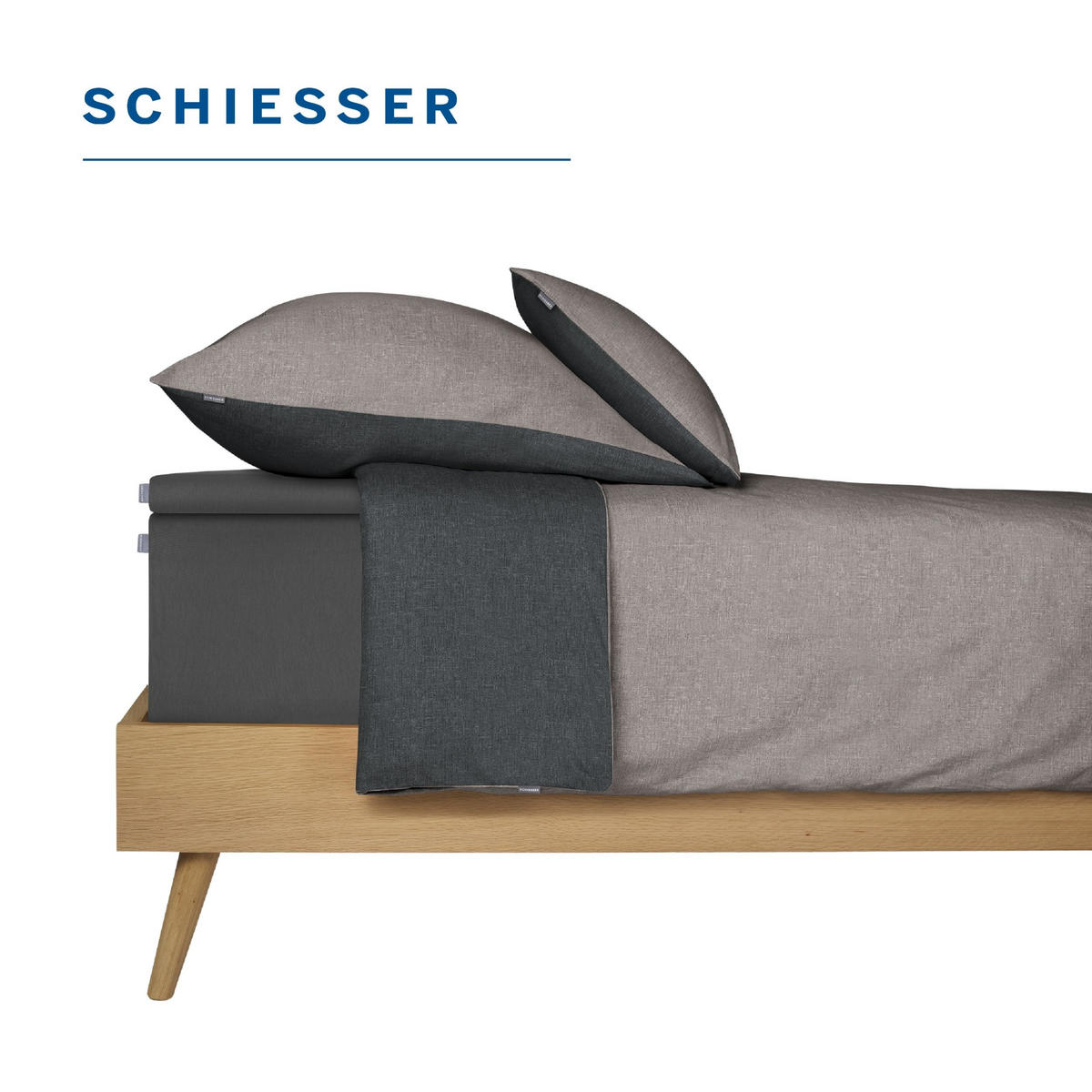TOPPERSPANNBETTLAKEN Flexi 95 % Baumwolle, 5 % Elasthan 180x200 cm Dunkelgrau - Dunkelgrau, Textil (180/200cm) - SCHIESSER