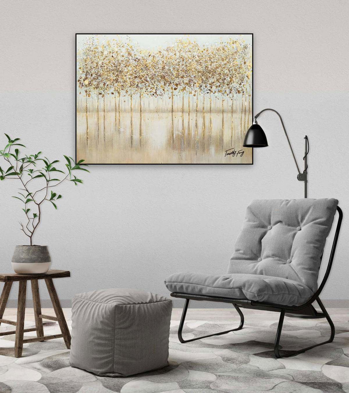 ACRYLBILD HANDGEMALT 100/75 cm - Goldfarben/Kupferfarben, Holz/Textil (100/75cm) - KUNSTLOFT
