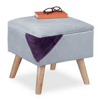 SAMTHOCKER - Grau, Holz/Holzwerkstoff (40/40/40cm) - Relaxdays