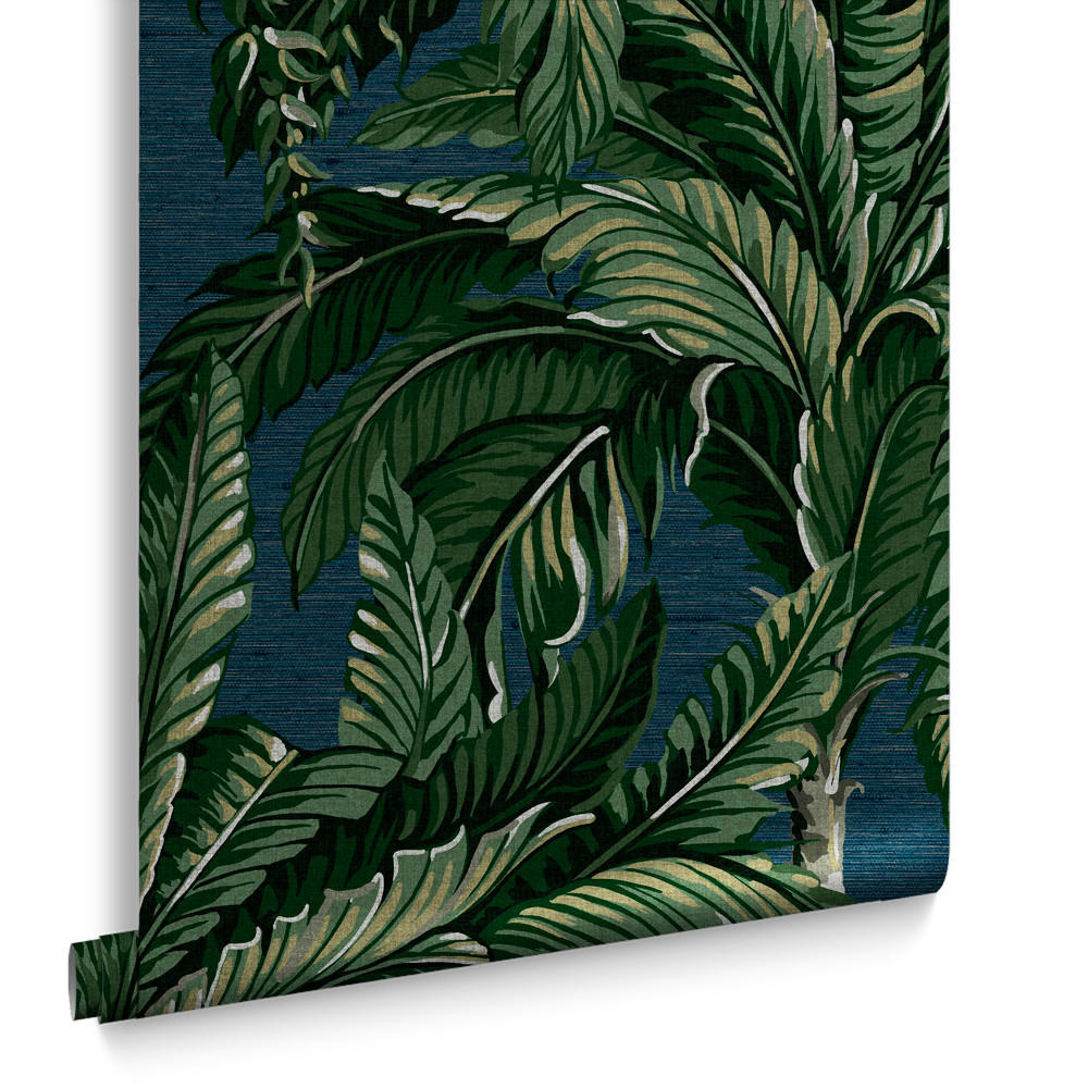 VLIESTAPETE - Daintree Palm Midnight - Blau, Papier/Kunststoff (52/1005cm) - Graham & Brown