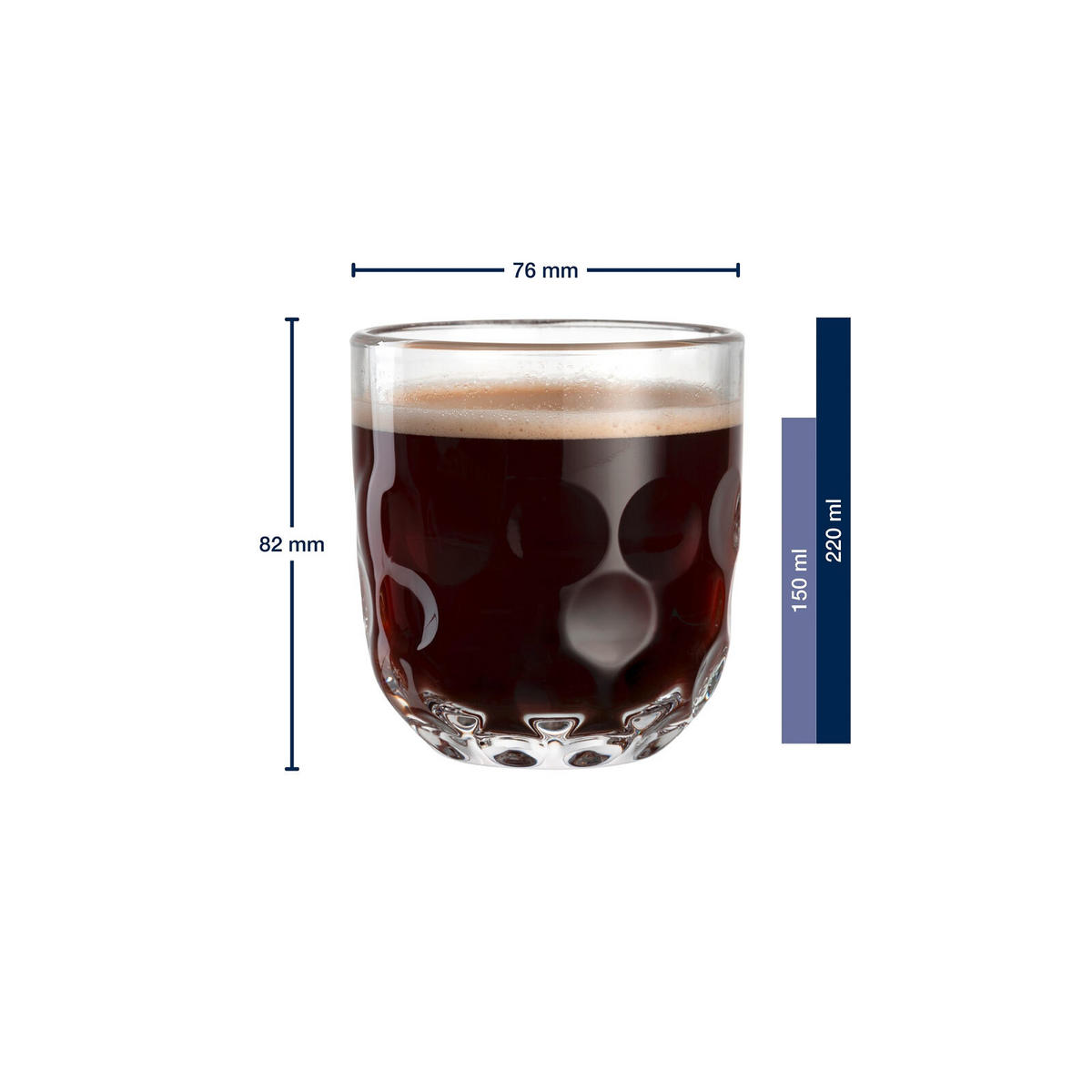 KAFFEEGLÄSER-SET (1/2/3) Gocce transparent 220 ml 6er Set - Transparent, Glas (7.6/8.5/7.6cm) - Leonardo Living